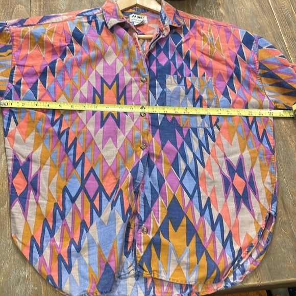 Vintage 90’s Button Down Shirt Aztec Print - Picture 9 of 13